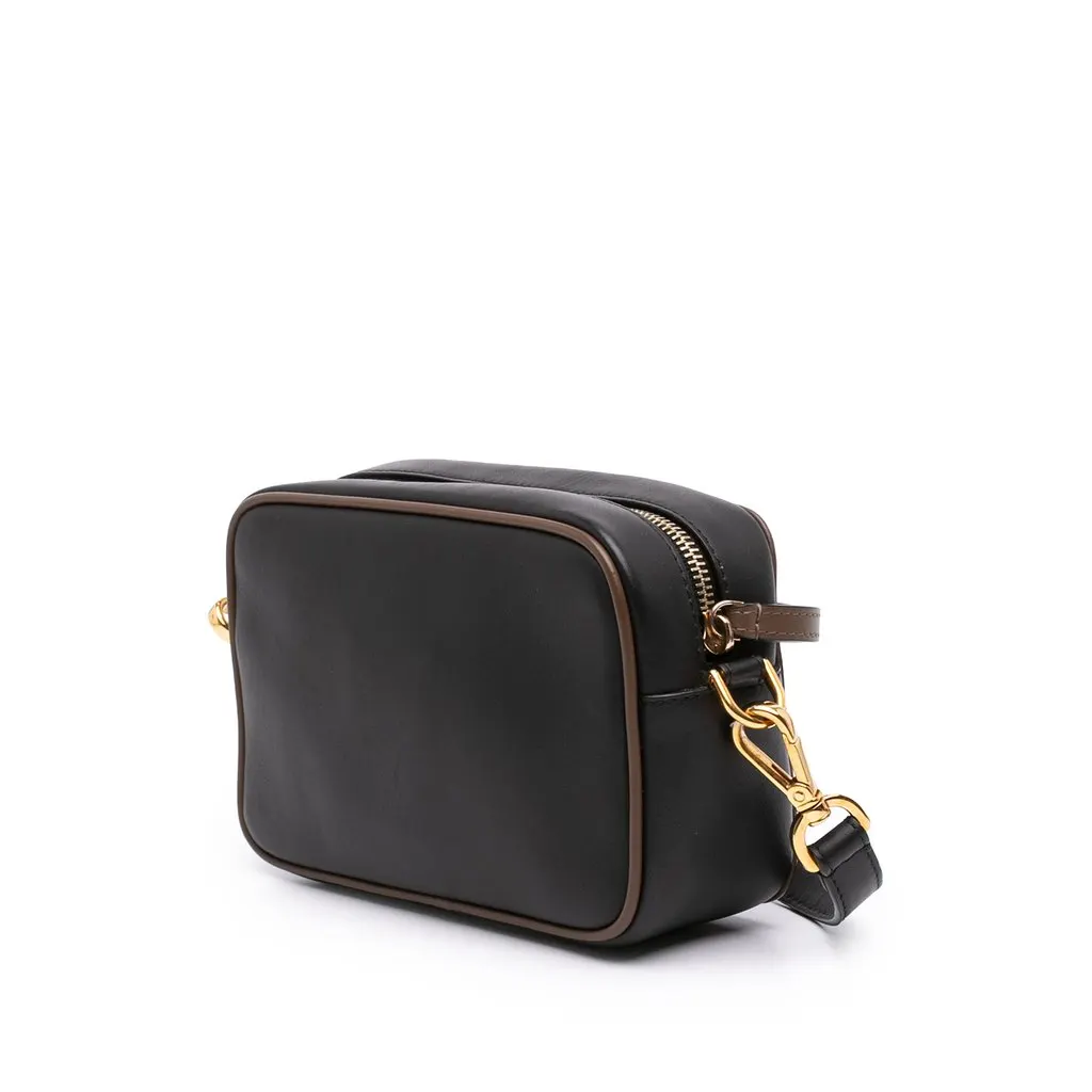 Fendi Mini Leather Stamp Patch 1974 Camera Bag Black Leather Very good - Back View