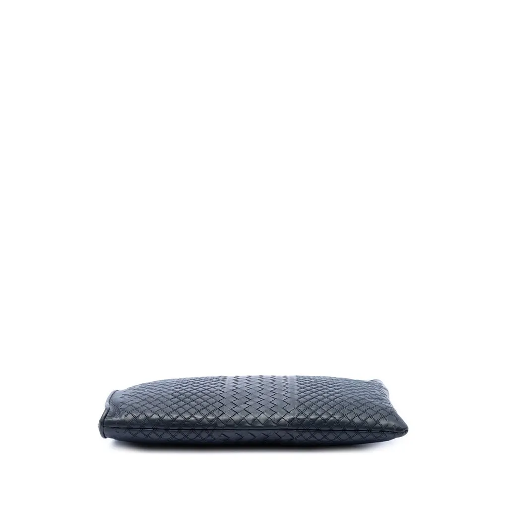 Bottega Veneta Nappa Intreccio Imperatore Zip Clutch Blue Leather Very good - Inside View