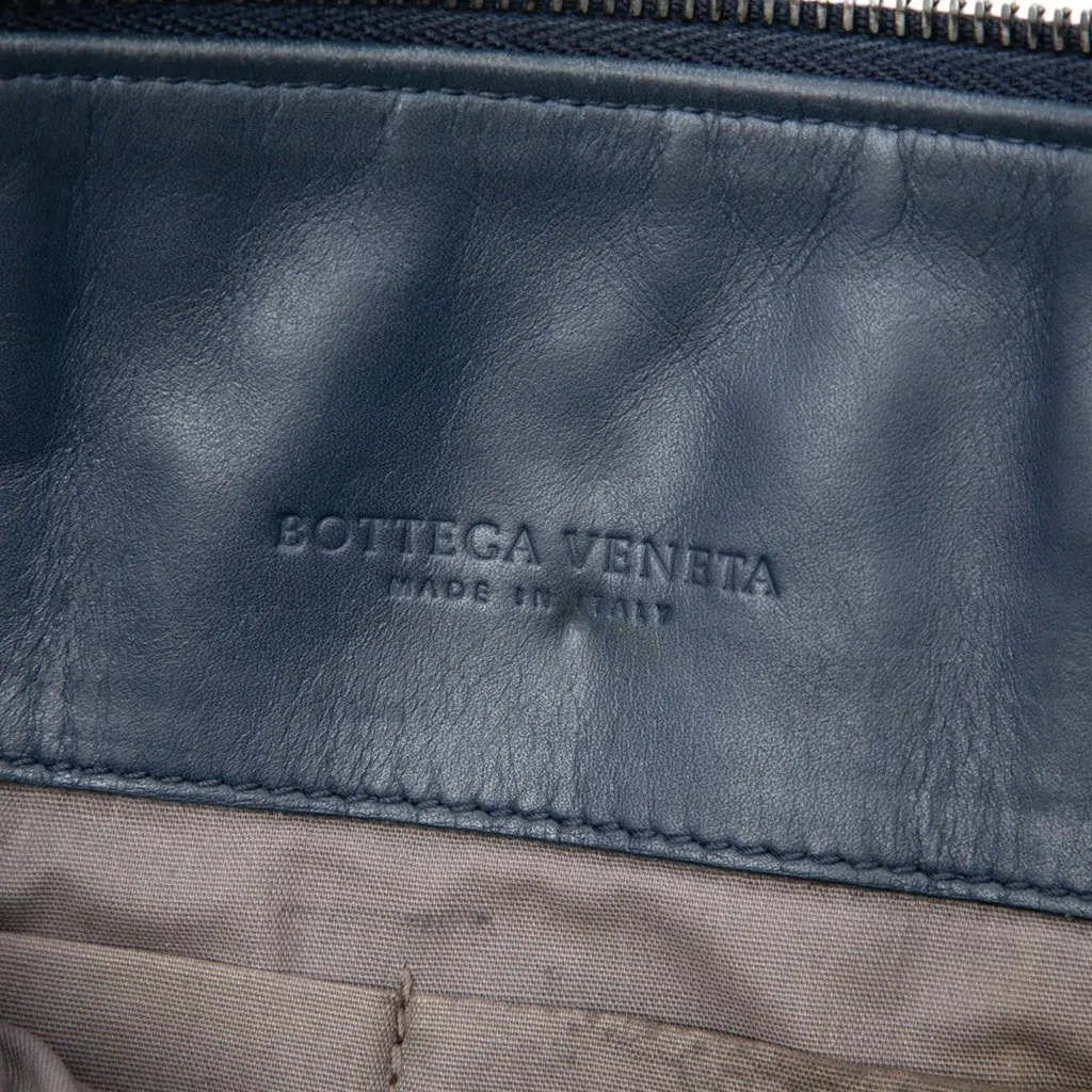 Bottega Veneta Nappa Intreccio Imperatore Zip Clutch Blue Leather Very good - Box View