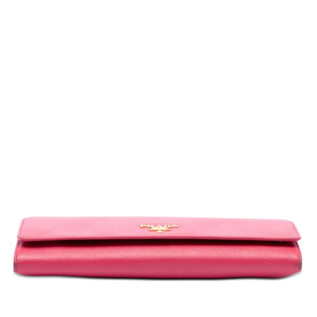Prada Saffiano Wallet On Chain Pink Leather Very good - Inside View