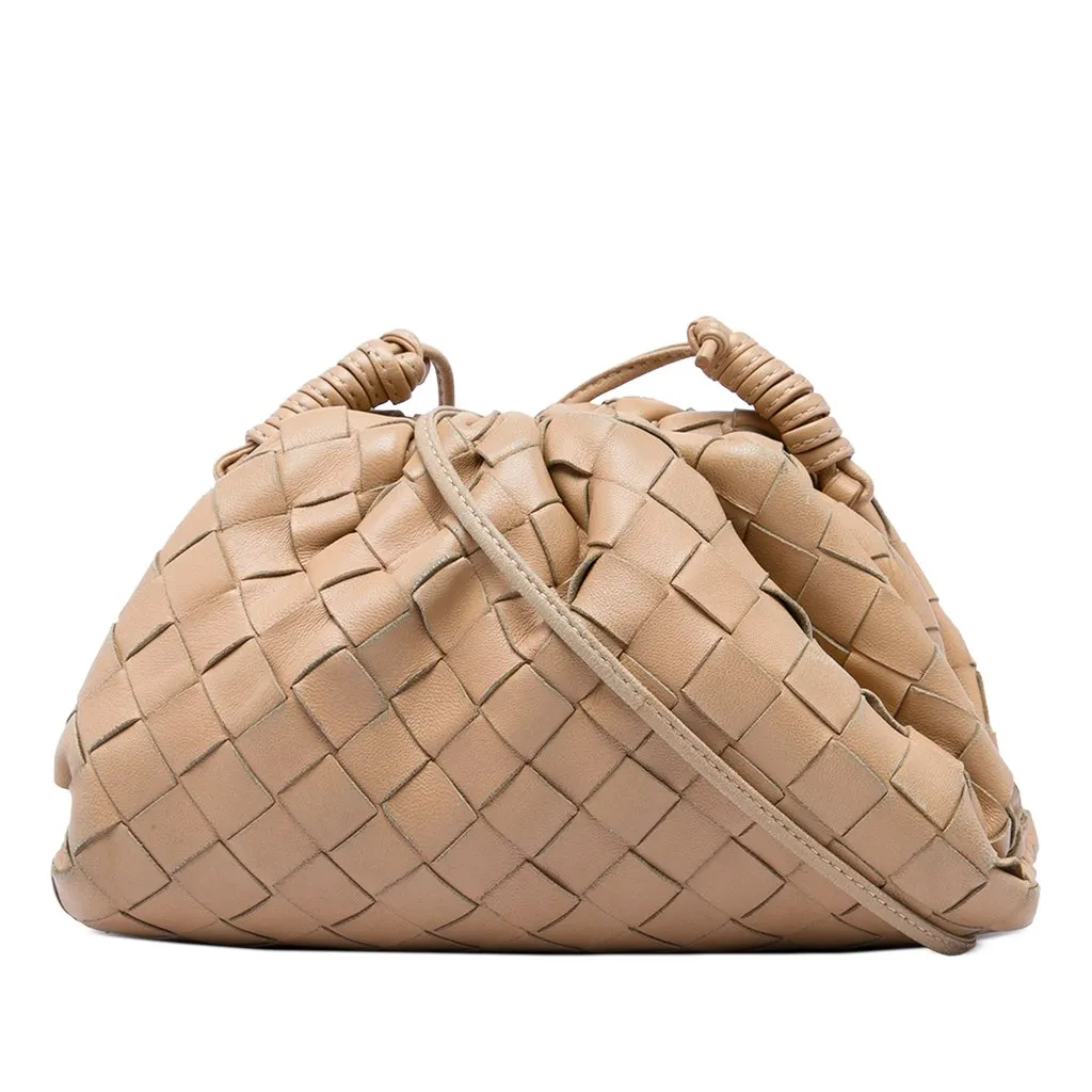 Bottega Veneta Nappa Intrecciato The Mini Pouch Crossbody Brown Leather Very good - Front View