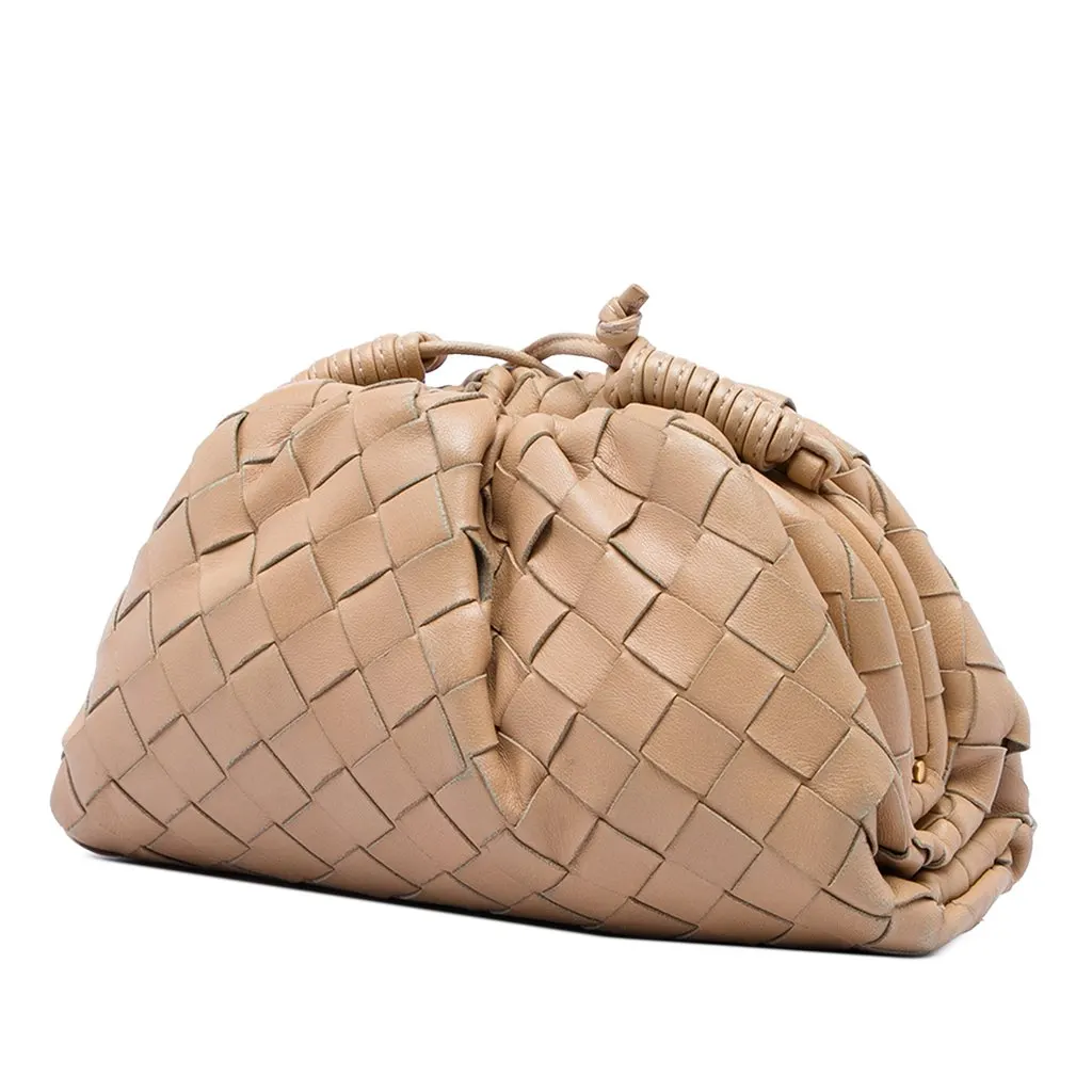 Bottega Veneta Nappa Intrecciato The Mini Pouch Crossbody Brown Leather Very good - Back View