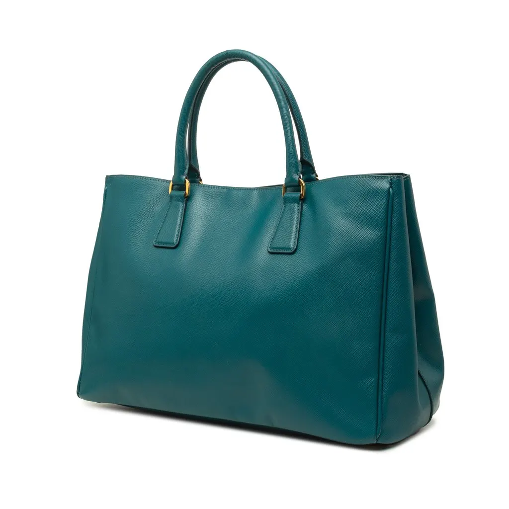 Prada Large Saffiano Lux Gardeners Tote Blue Leather Good - Back View