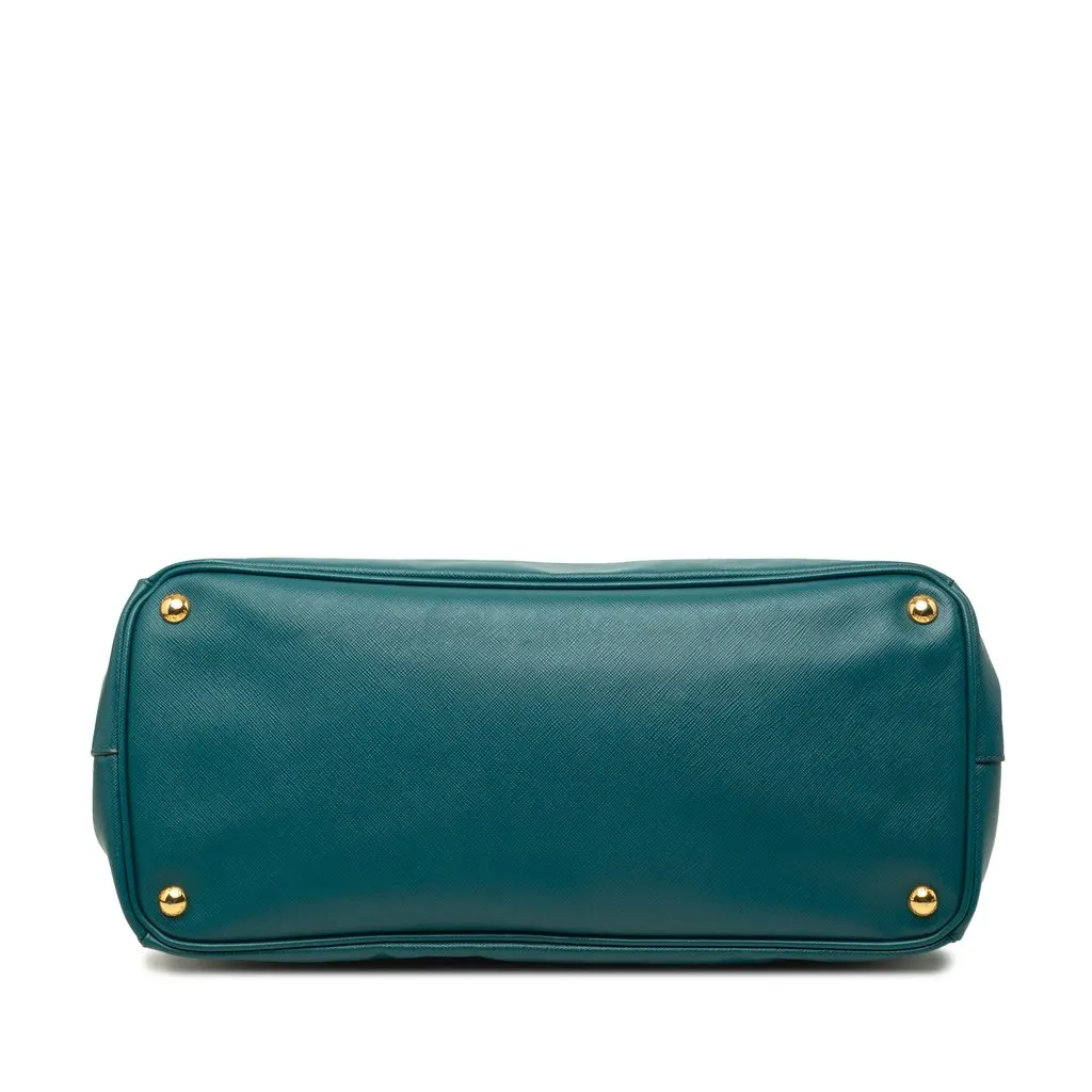Prada Large Saffiano Lux Gardeners Tote Blue Leather Good - Inside View