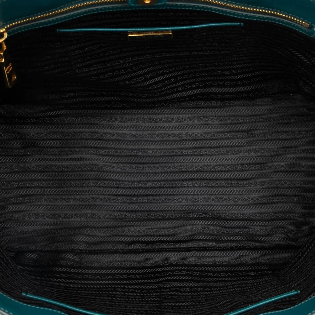 Prada Large Saffiano Lux Gardeners Tote Blue Leather Good - Model View