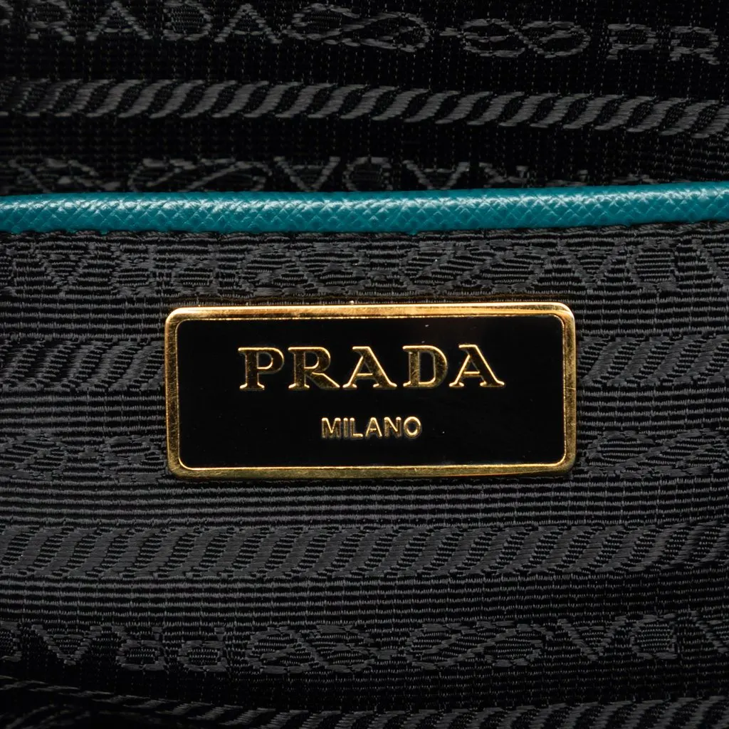 Prada Large Saffiano Lux Gardeners Tote Blue Leather Good - Box View