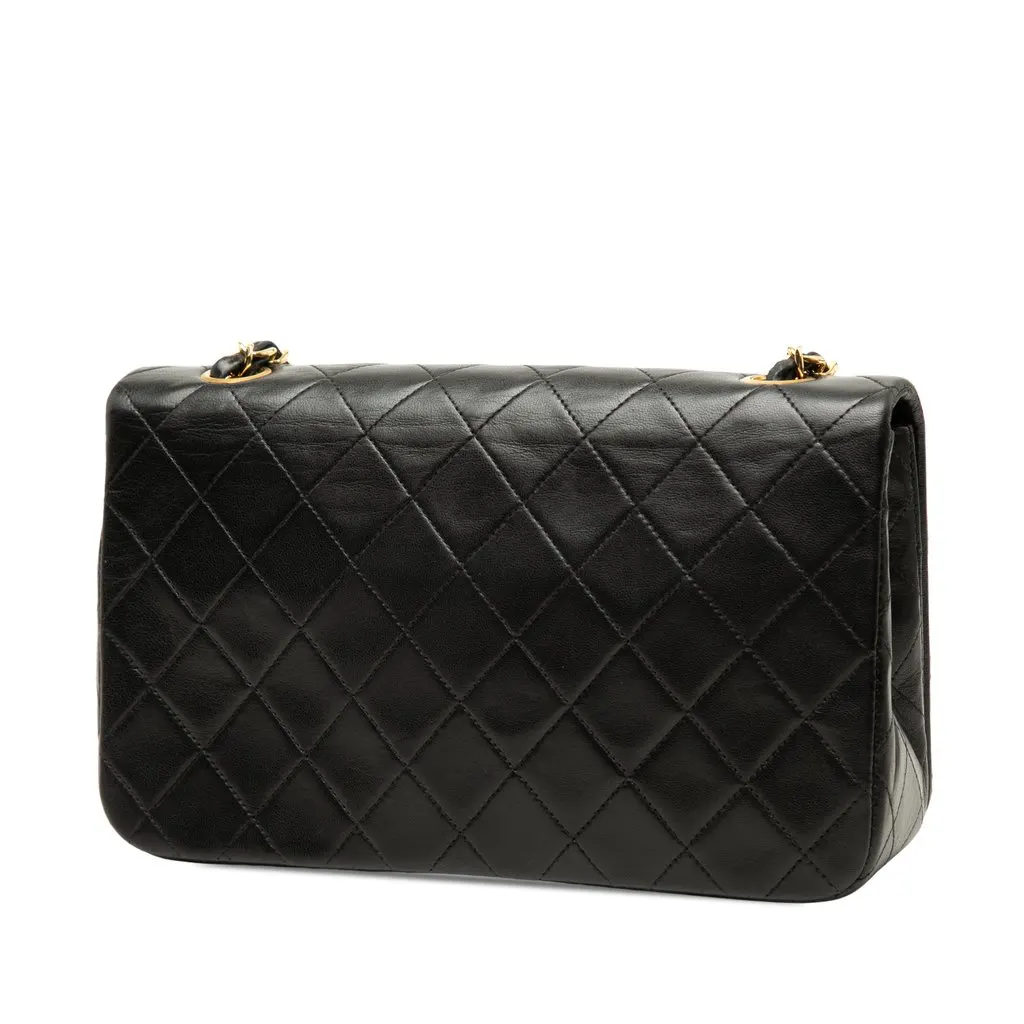Chanel Small CC Quilted Lambskin Full Single Flap Black Leather Very good - Back View