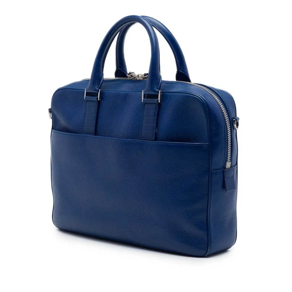Dior Leather Homme Business Bag Blue Leather Good - Back View