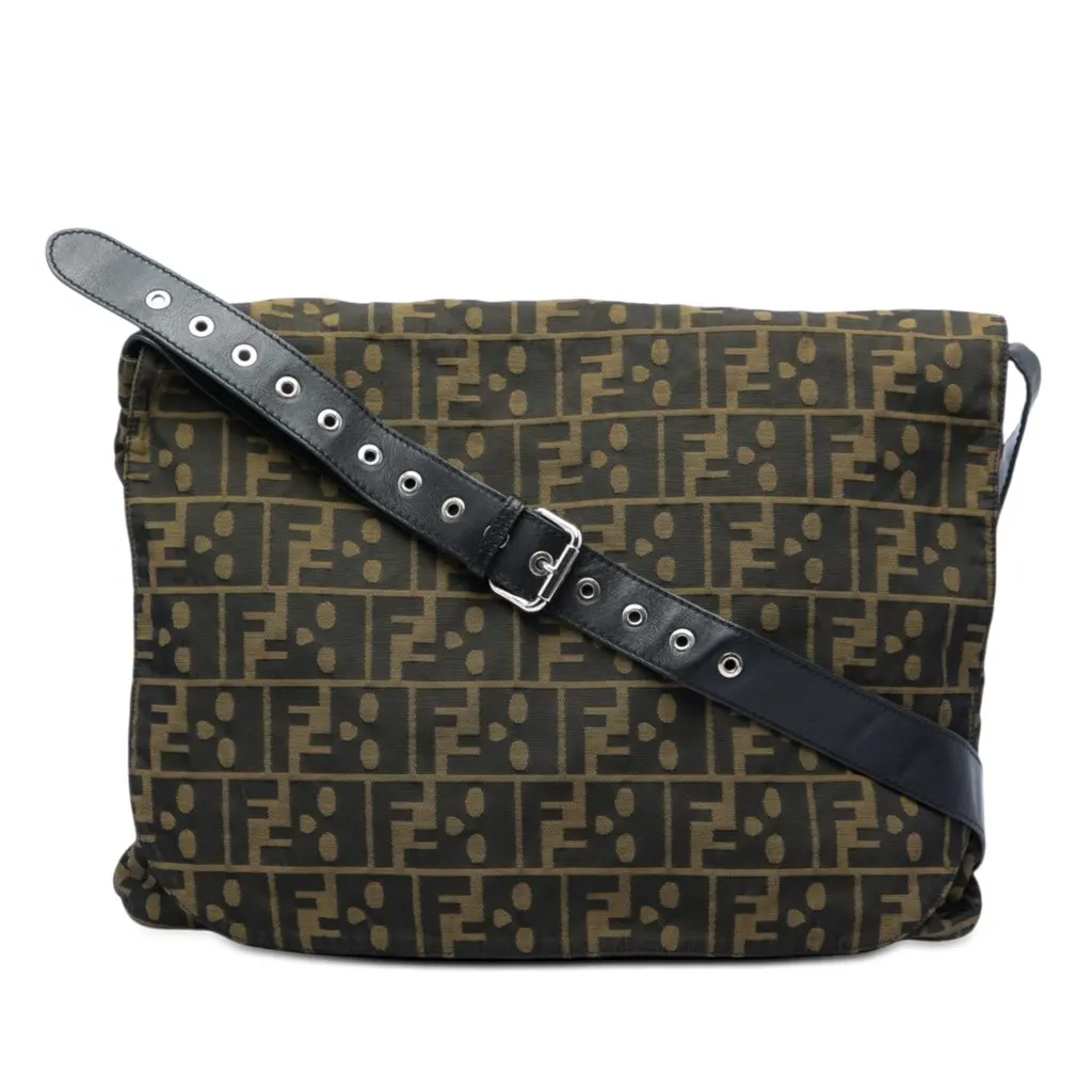 Fendi Zucca Canvas Skull Messenger Bag Brown Very good - Front View