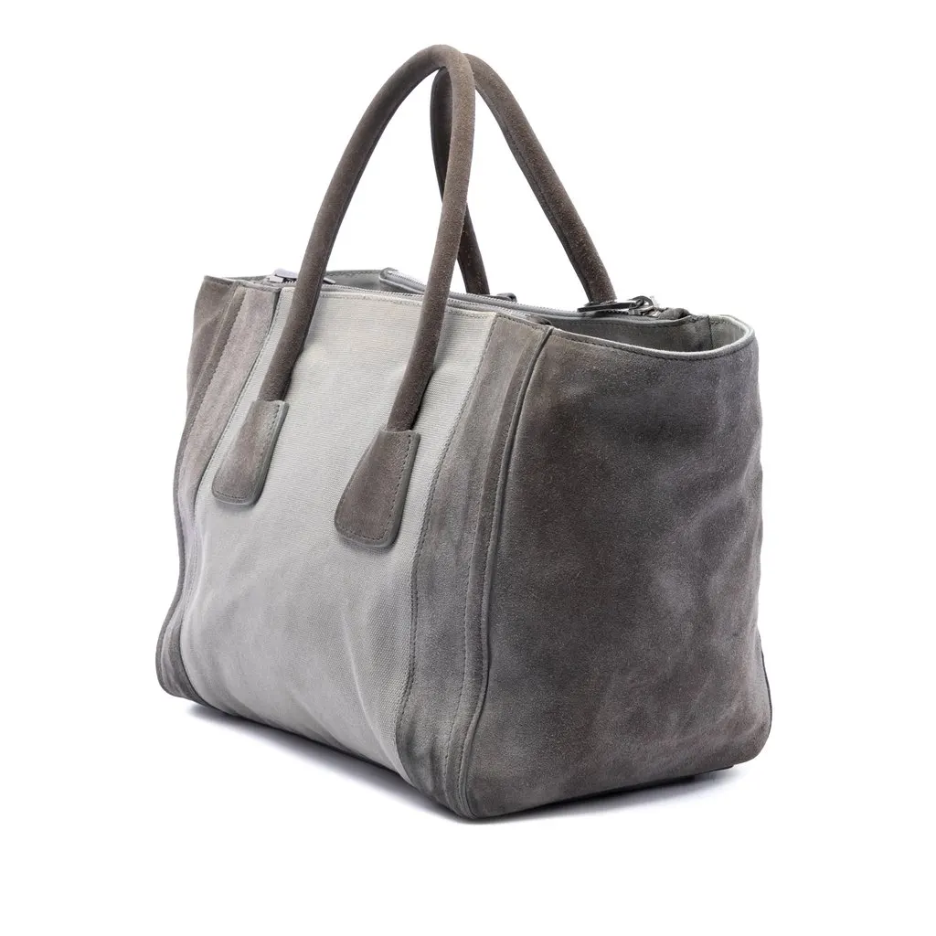 Prada Scamosciato and Canapa Twin Pocket Double Handle Satchel MultiColor Leather Very good - Back View