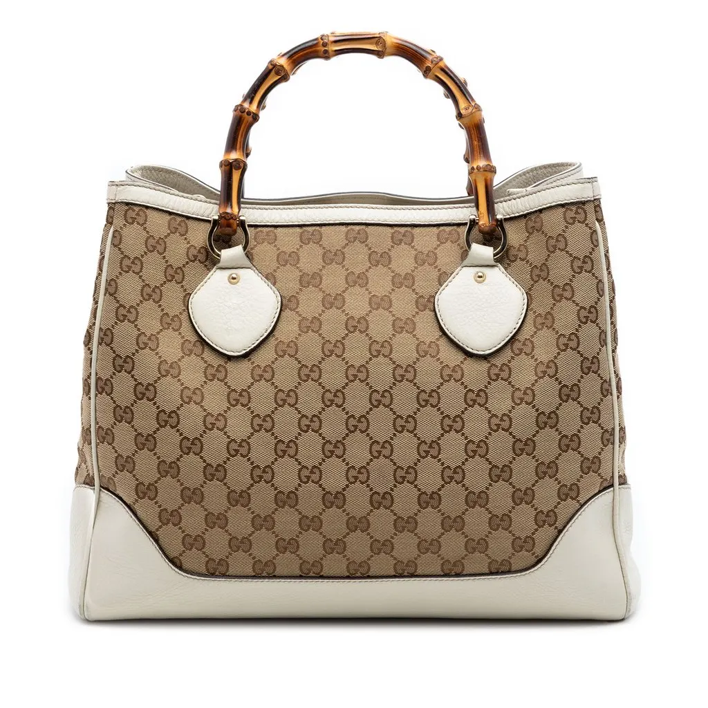 Gucci Medium GG Canvas Bamboo Diana Tote Beige Very good - Front View