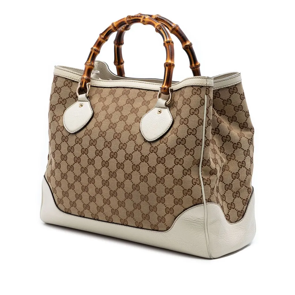 Gucci Medium GG Canvas Bamboo Diana Tote Beige Very good - Back View