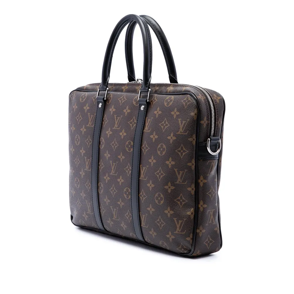 Louis Vuitton Monogram Macassar Porte Documents Voyage GM Brown Canvas Good - Back View