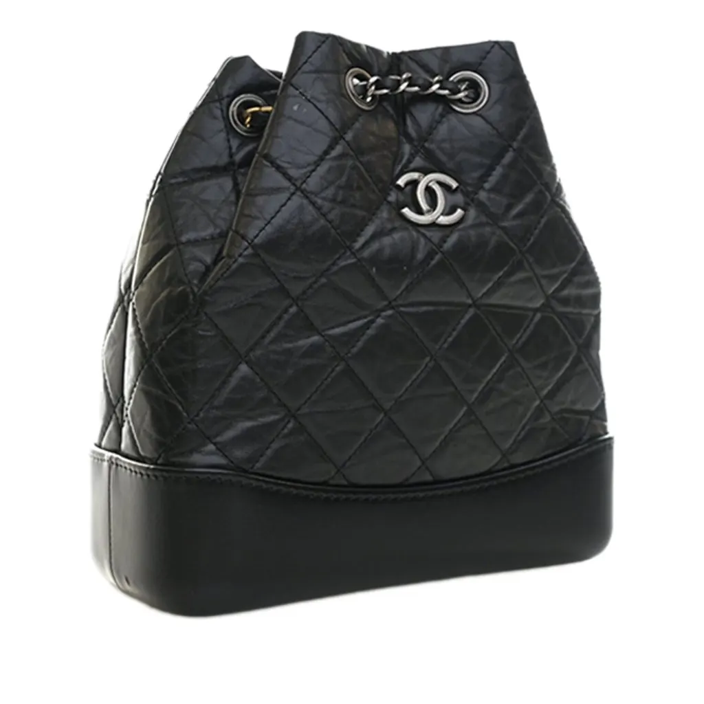 Chanel Small Quilted Aged Calfskin Gabrielle Backpack Black Leather Very good - Inside View
