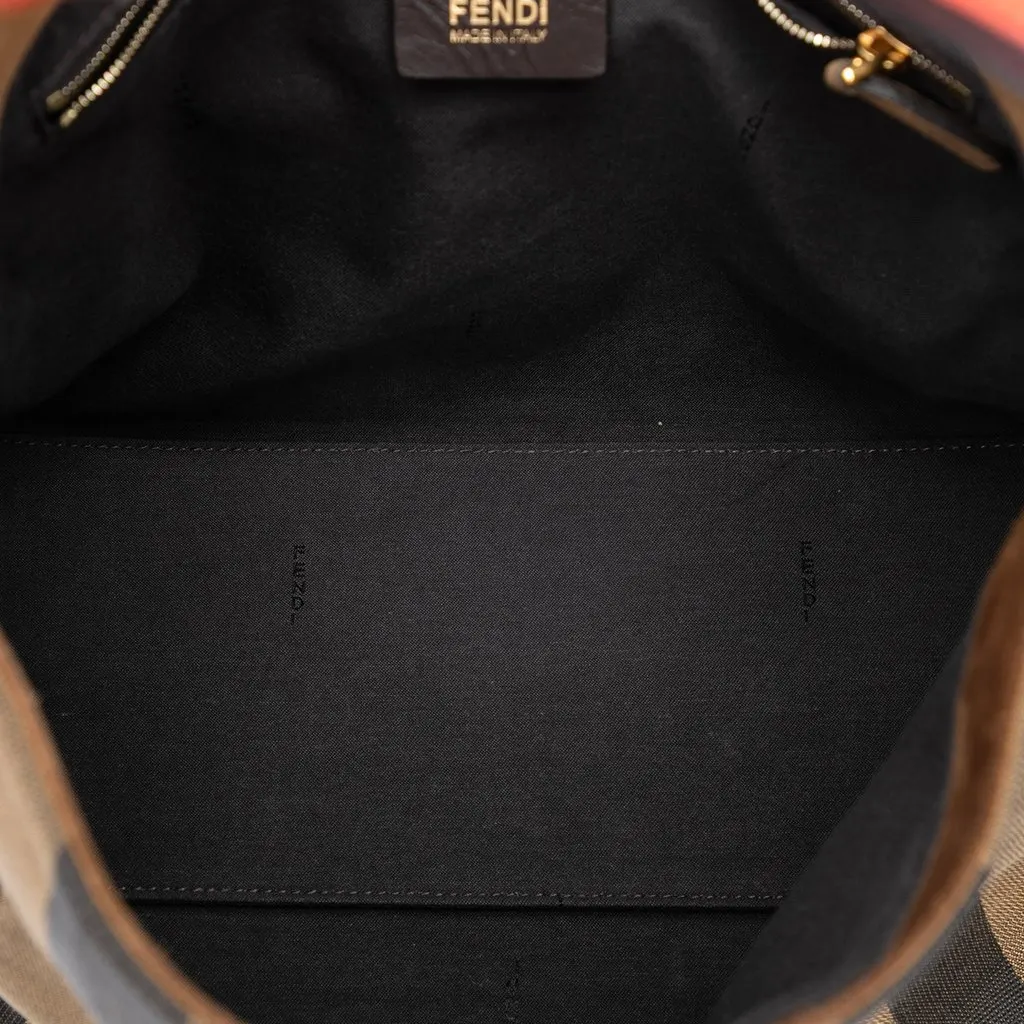 Fendi Pequin Canvas Shoulder Bag Brown Very good - Model View