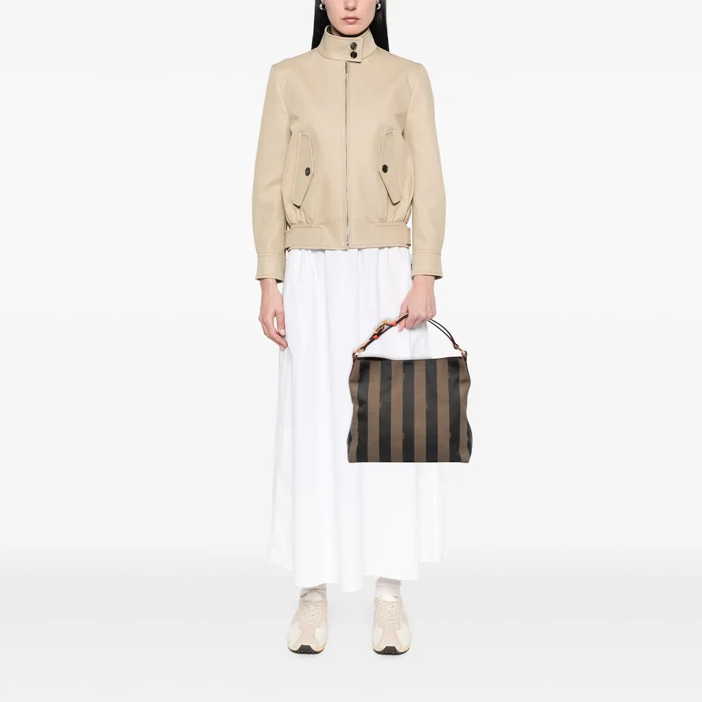 Fendi Pequin Canvas Shoulder Bag Brown Very good - Box View