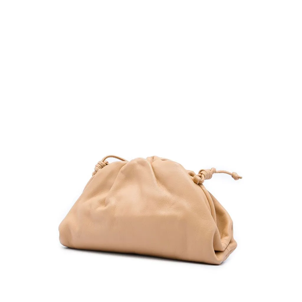 Bottega Veneta Lambskin The Mini Pouch Crossbody Brown Leather Very good - Back View