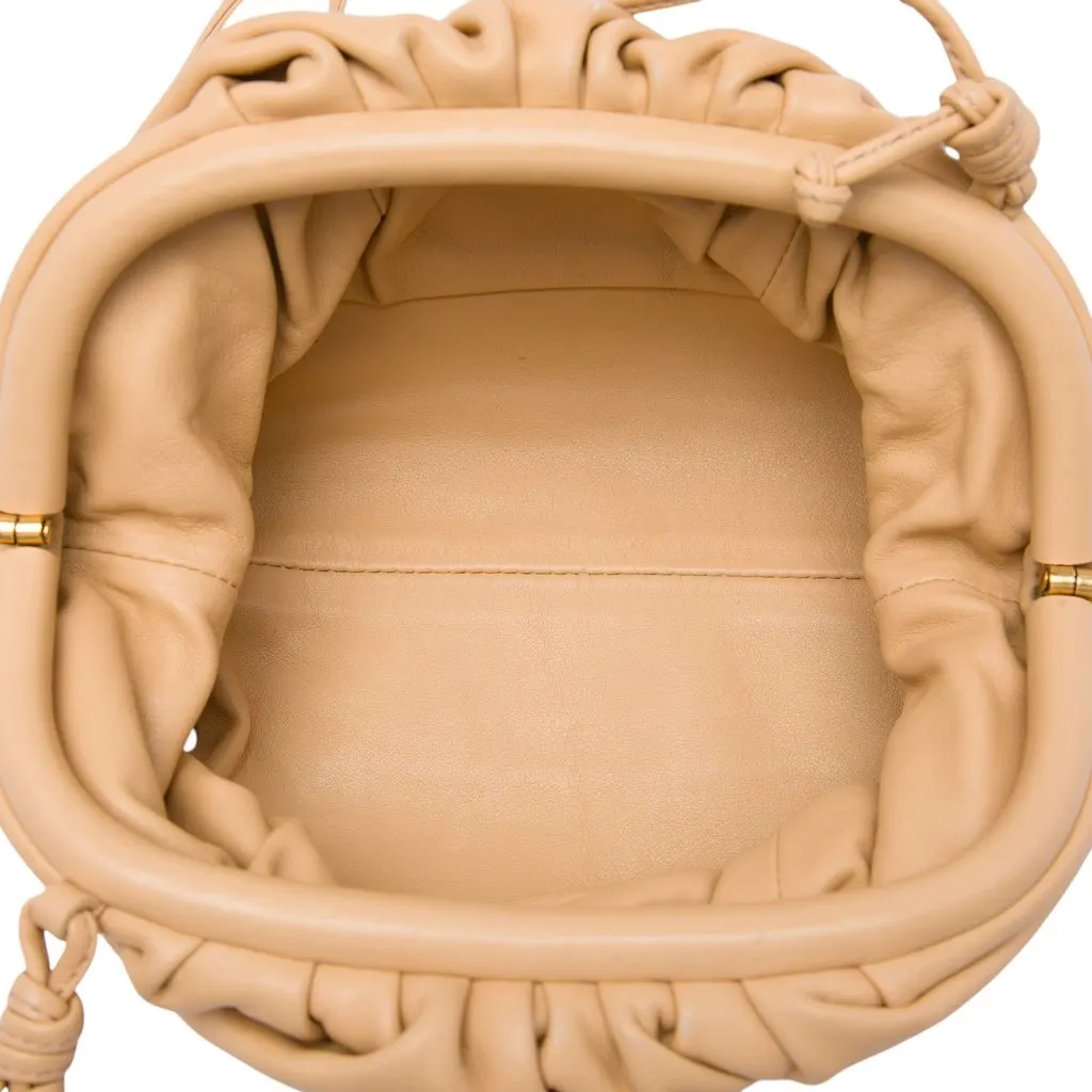 Bottega Veneta Lambskin The Mini Pouch Crossbody Brown Leather Very good - Model View