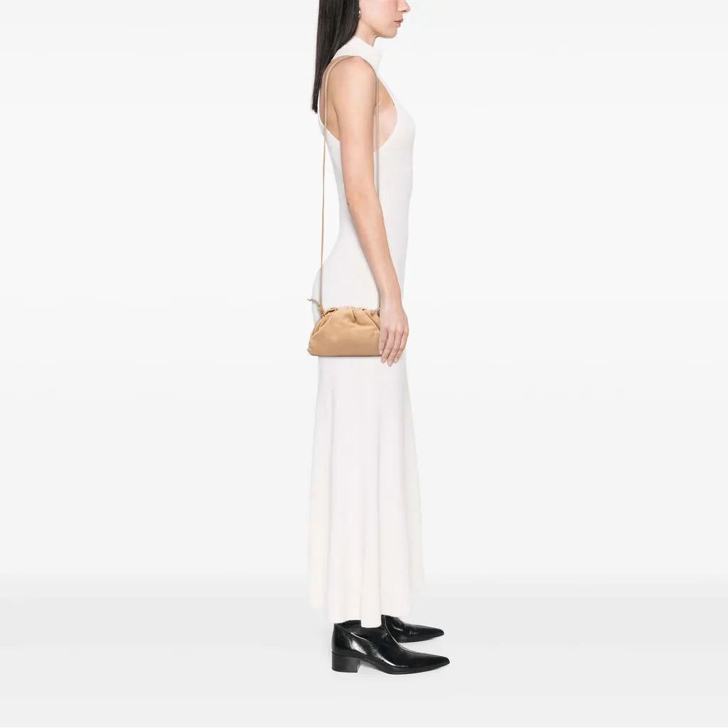 Bottega Veneta Lambskin The Mini Pouch Crossbody Brown Leather Very good - Box View