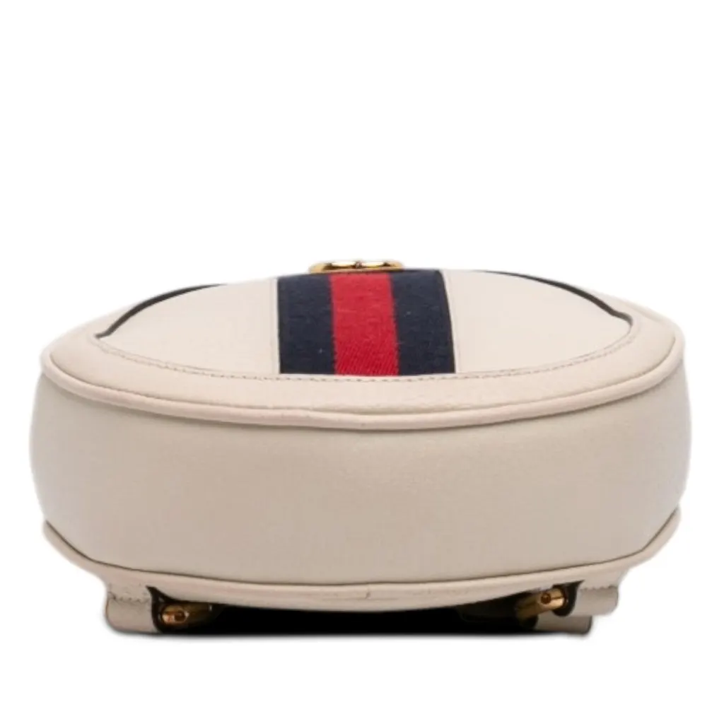 Gucci Mini Leather Round Ophidia Backpack White Leather Very good - Inside View