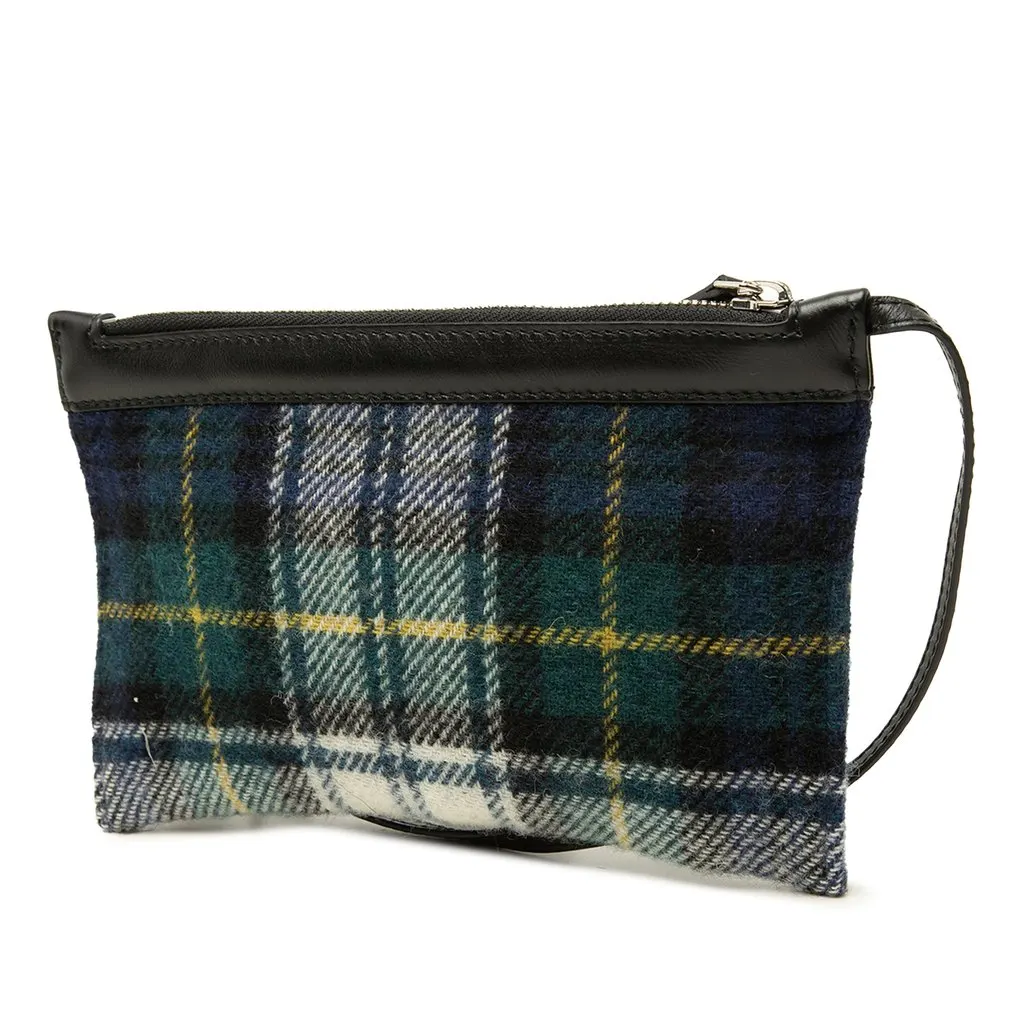 Balenciaga Plaid Wool Navy Cabas Pouch Green Wool Very good - Back View