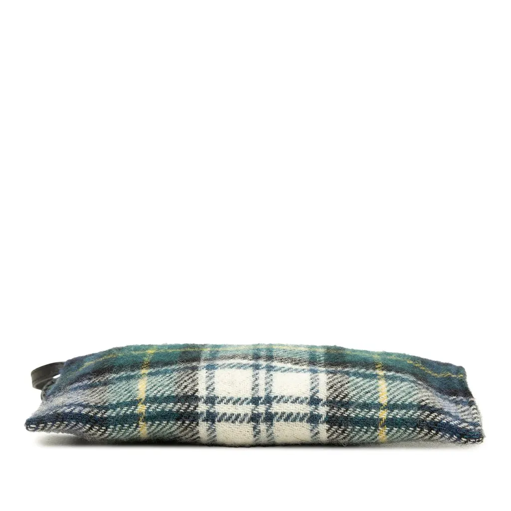 Balenciaga Plaid Wool Navy Cabas Pouch Green Wool Very good - Inside View