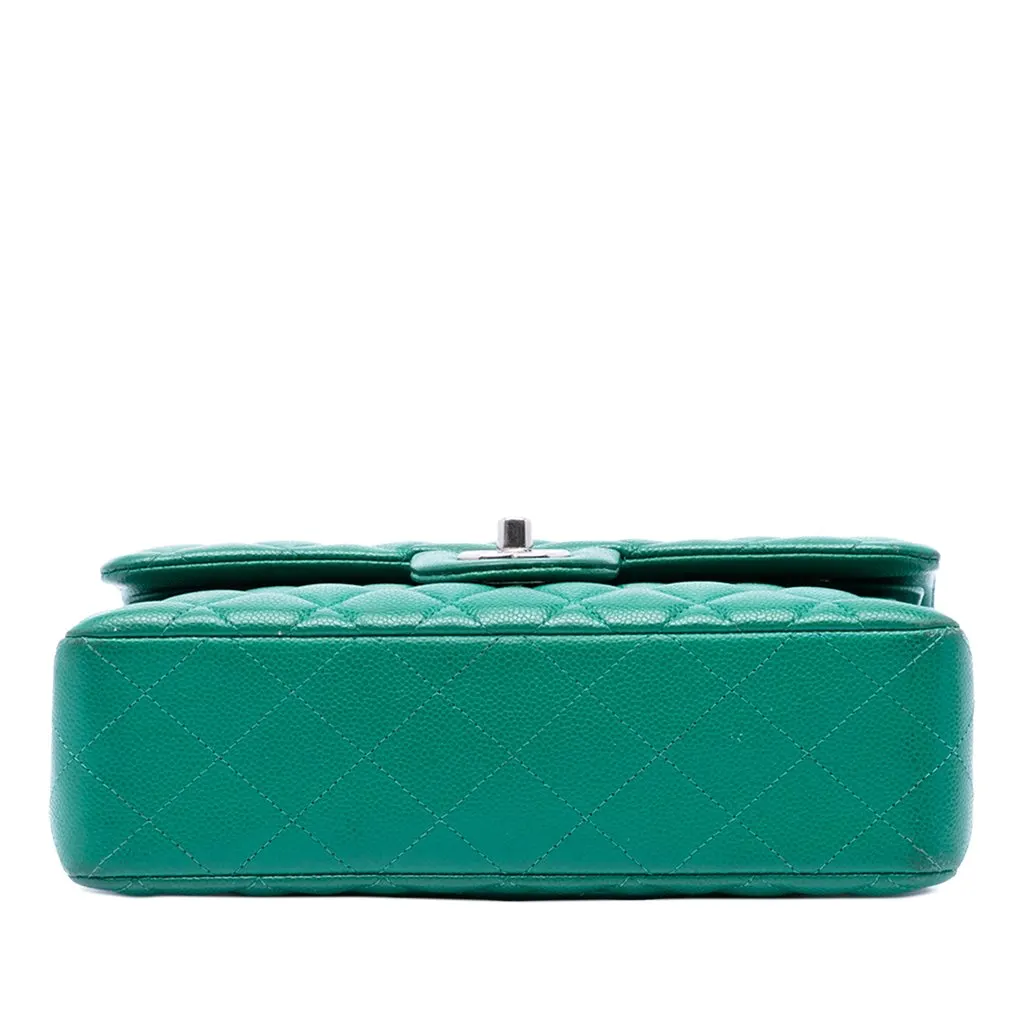 Chanel Small Classic Caviar Double Flap Green Leather Very good - Inside View