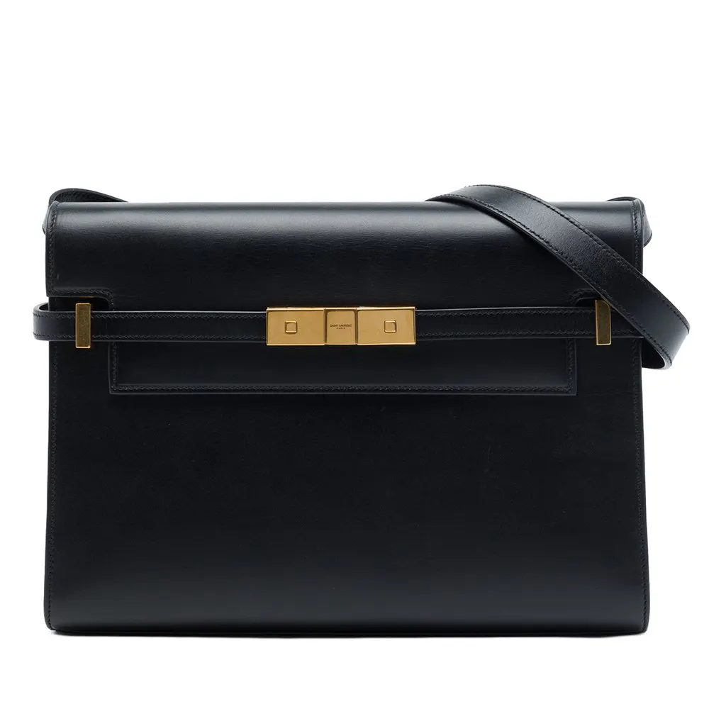 Saint Laurent Medium Smooth Calfskin Manhattan Shoulder Bag Black Leather Very good - Front View