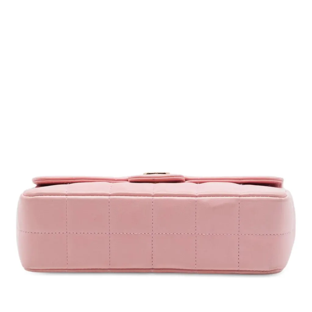 Chanel Mini CC Chocolate Bar Lambskin Camellia Flap Pink Leather Very good - Inside View