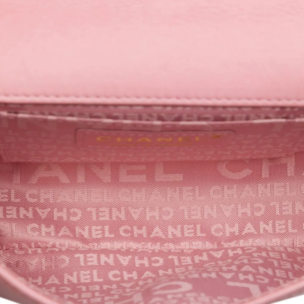 Chanel Mini CC Chocolate Bar Lambskin Camellia Flap Pink Leather Very good - Model View
