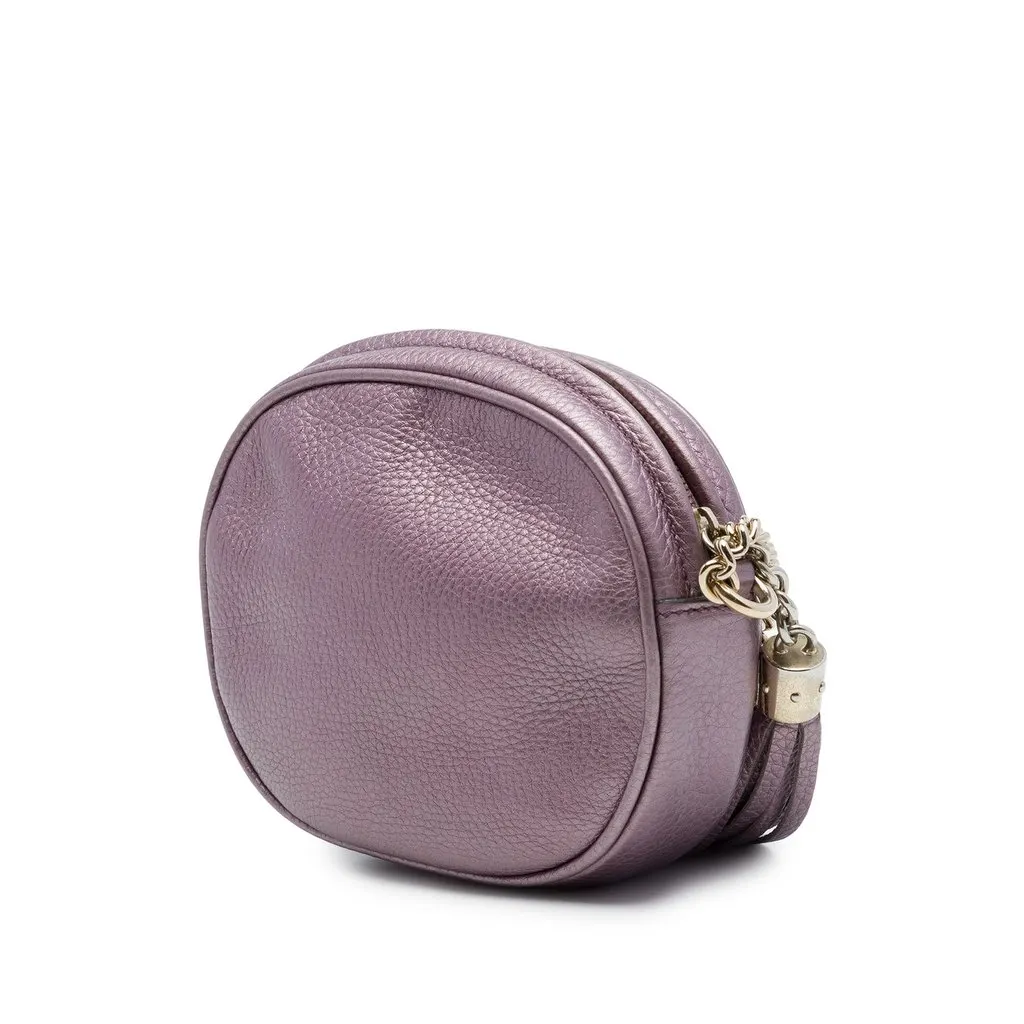 Gucci Mini Metallic Pebbled Calfskin Soho Chain Crossbody Purple Leather Very good - Back View