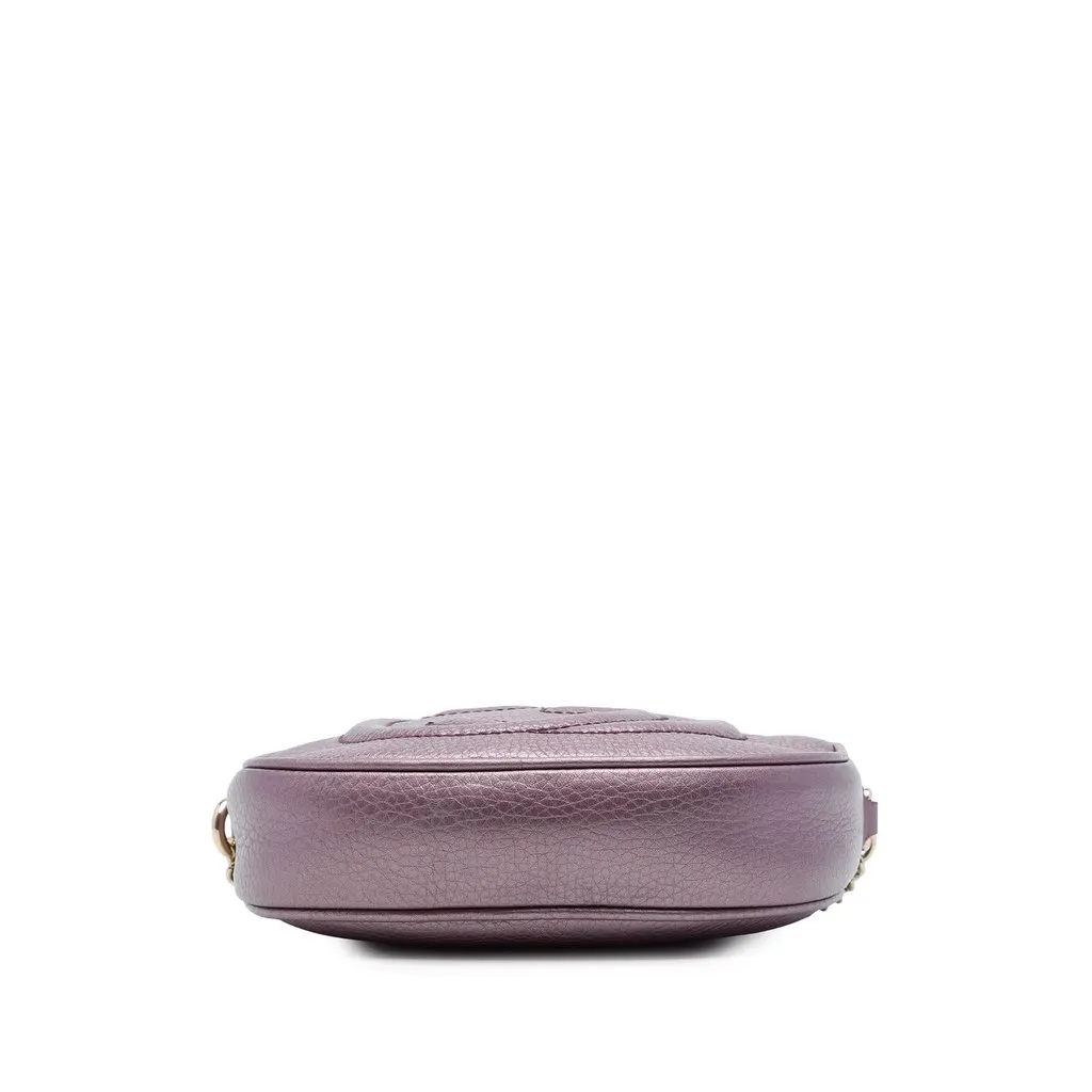 Gucci Mini Metallic Pebbled Calfskin Soho Chain Crossbody Purple Leather Very good - Inside View