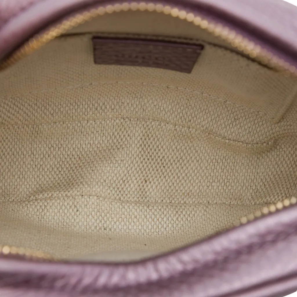 Gucci Mini Metallic Pebbled Calfskin Soho Chain Crossbody Purple Leather Very good - Model View