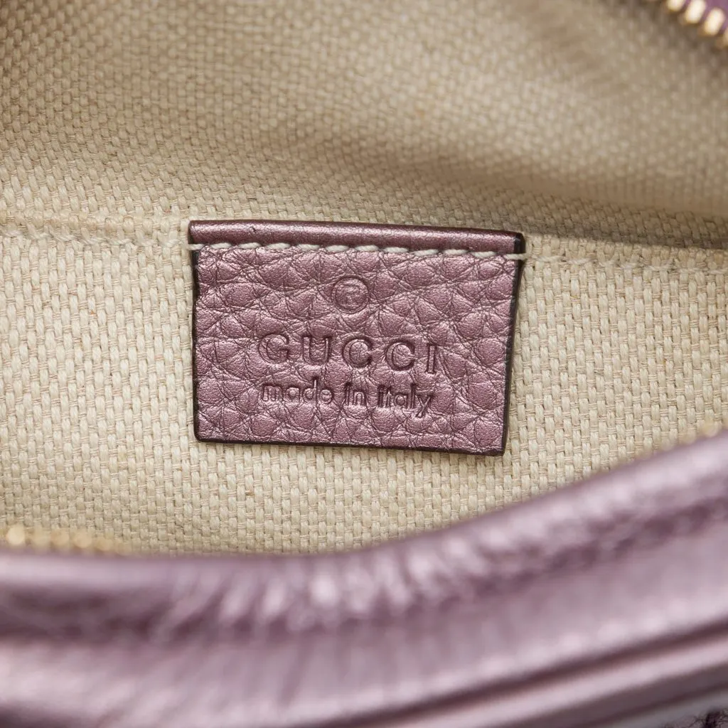 Gucci Mini Metallic Pebbled Calfskin Soho Chain Crossbody Purple Leather Very good - Box View