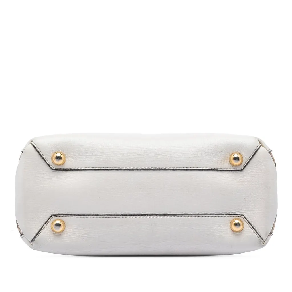 Burberry Small Leather and House Check Banner Satchel White Leather Very good - Inside View