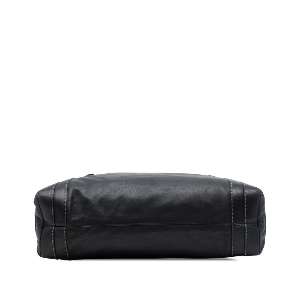 Gucci Calfskin Crest Boule Top Handle Bag Black Leather Good - Inside View