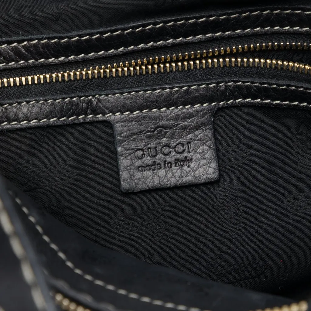 Gucci Calfskin Crest Boule Top Handle Bag Black Leather Good - Box View