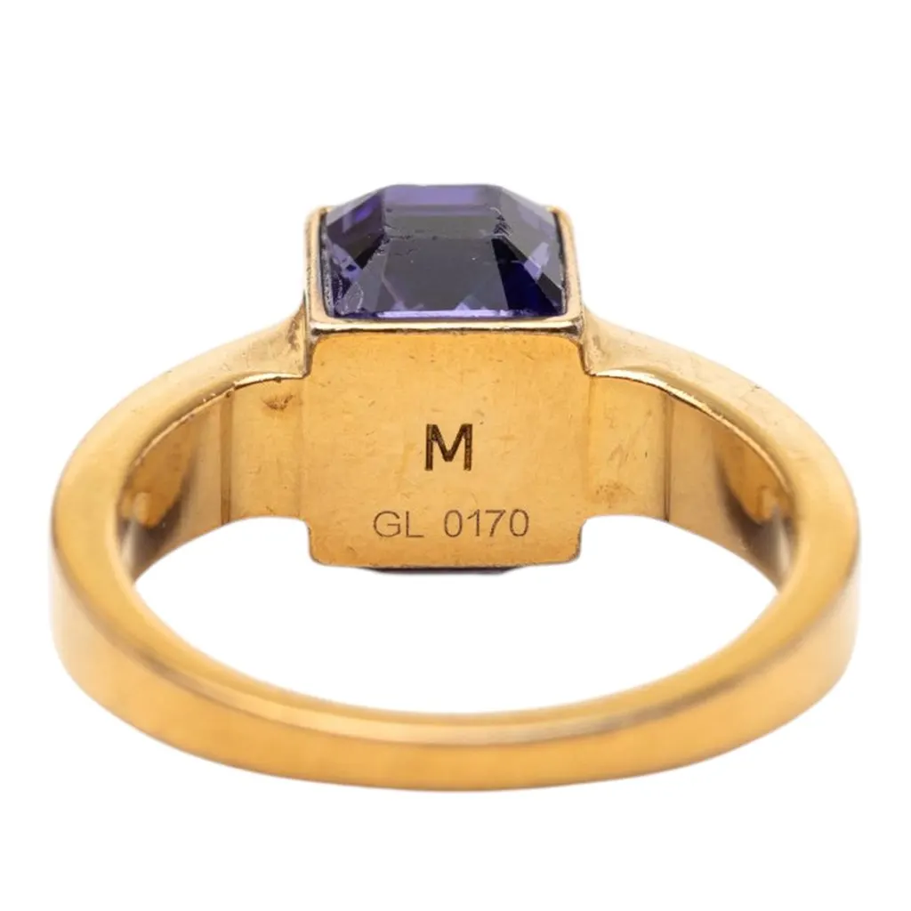 Louis Vuitton Gold Plated Crystal Gamble Cocktail Ring M Gold Metal Very good - Model View