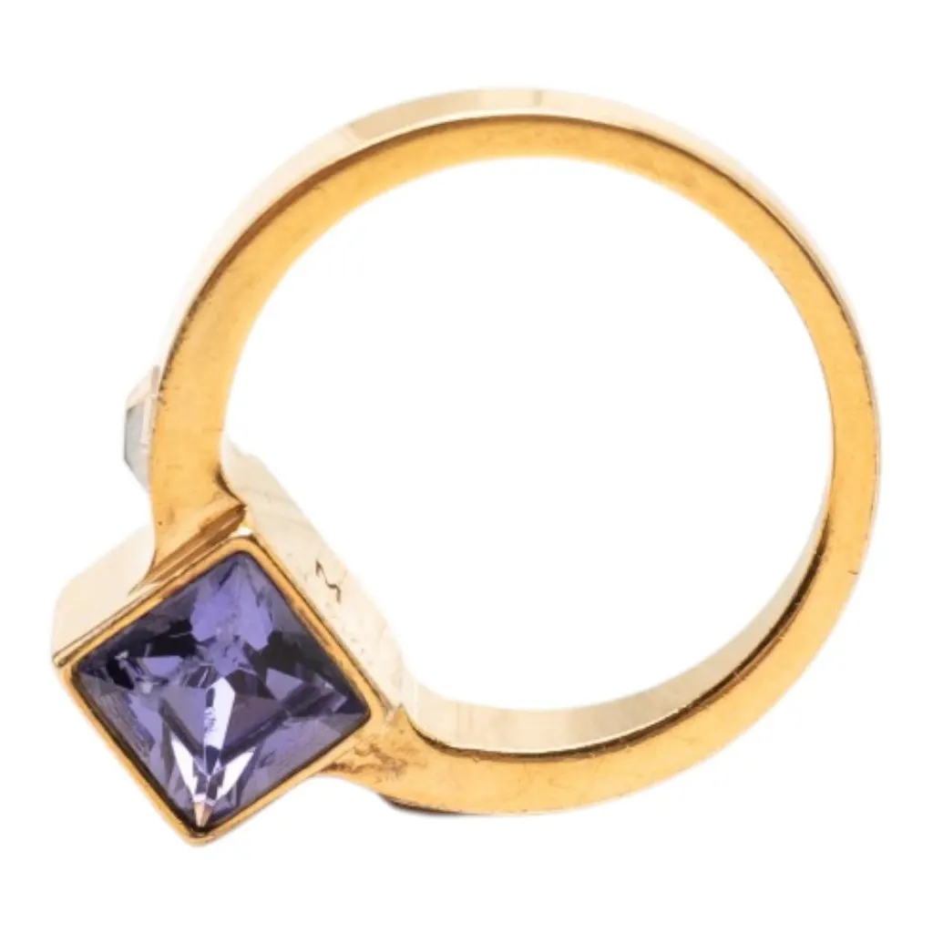Louis Vuitton Gold Plated Crystal Gamble Cocktail Ring M Gold Metal Very good - Box View