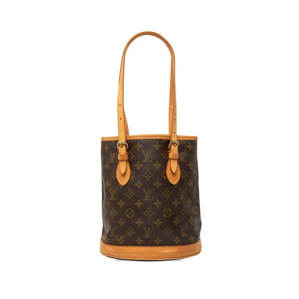 Louis Vuitton Monogram Petit Bucket Brown Canvas Very good - Front View