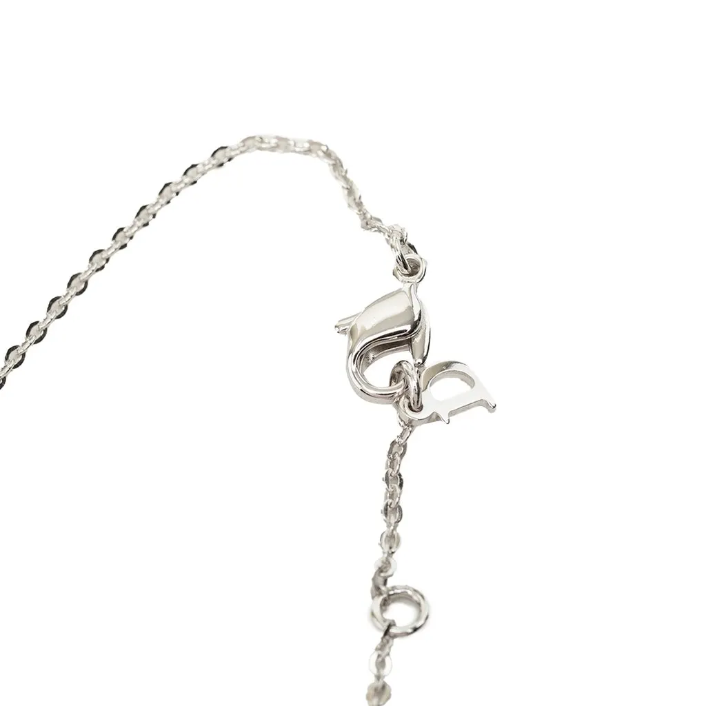 Dior Brass Crystal Embellished Triple Spell Out Charm Necklace Silver Brass Very good - Inside View