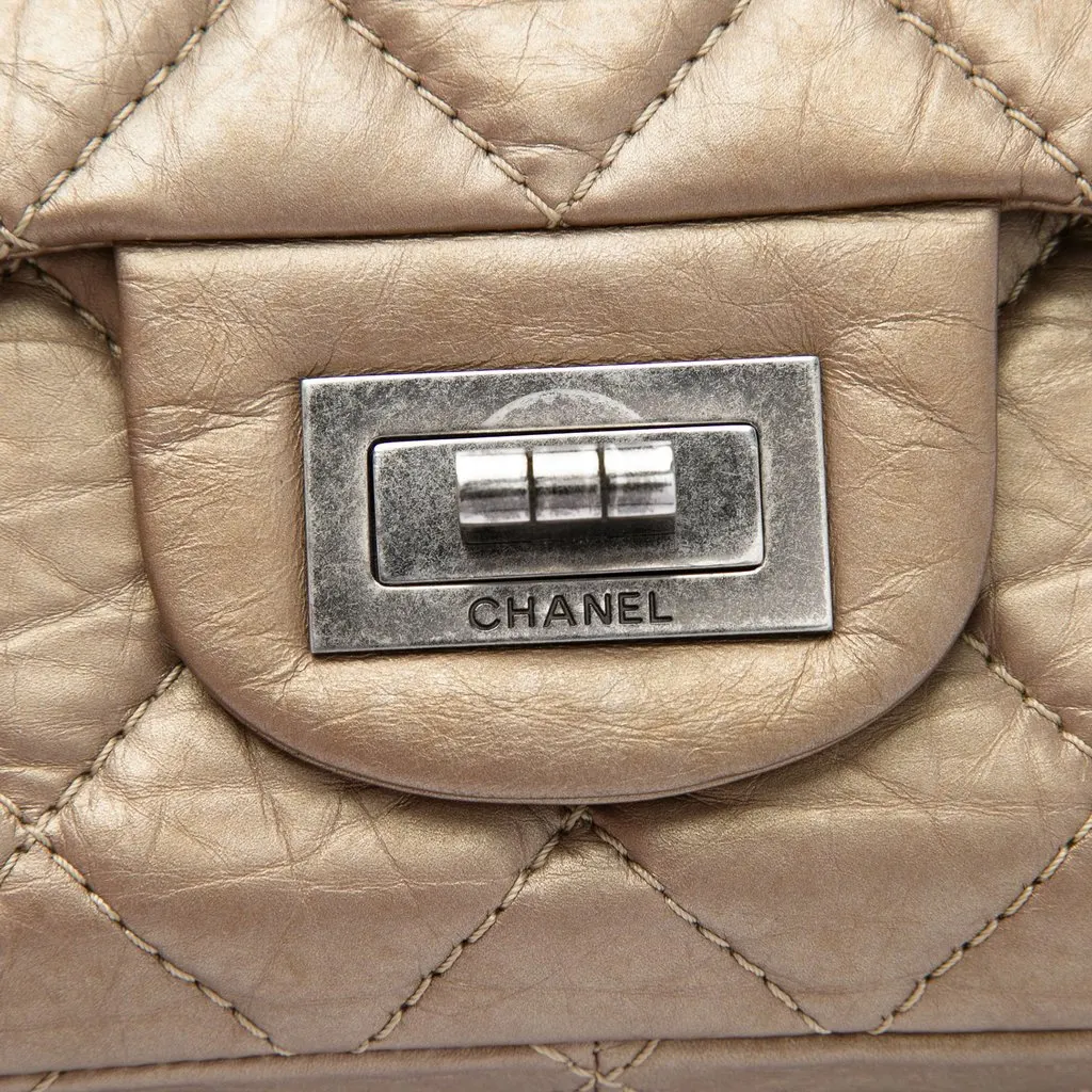 Chanel Quilted Metallic Aged Calfskin Reissue 2.55 Double Flap 227 Brown Leather Very good - Box View