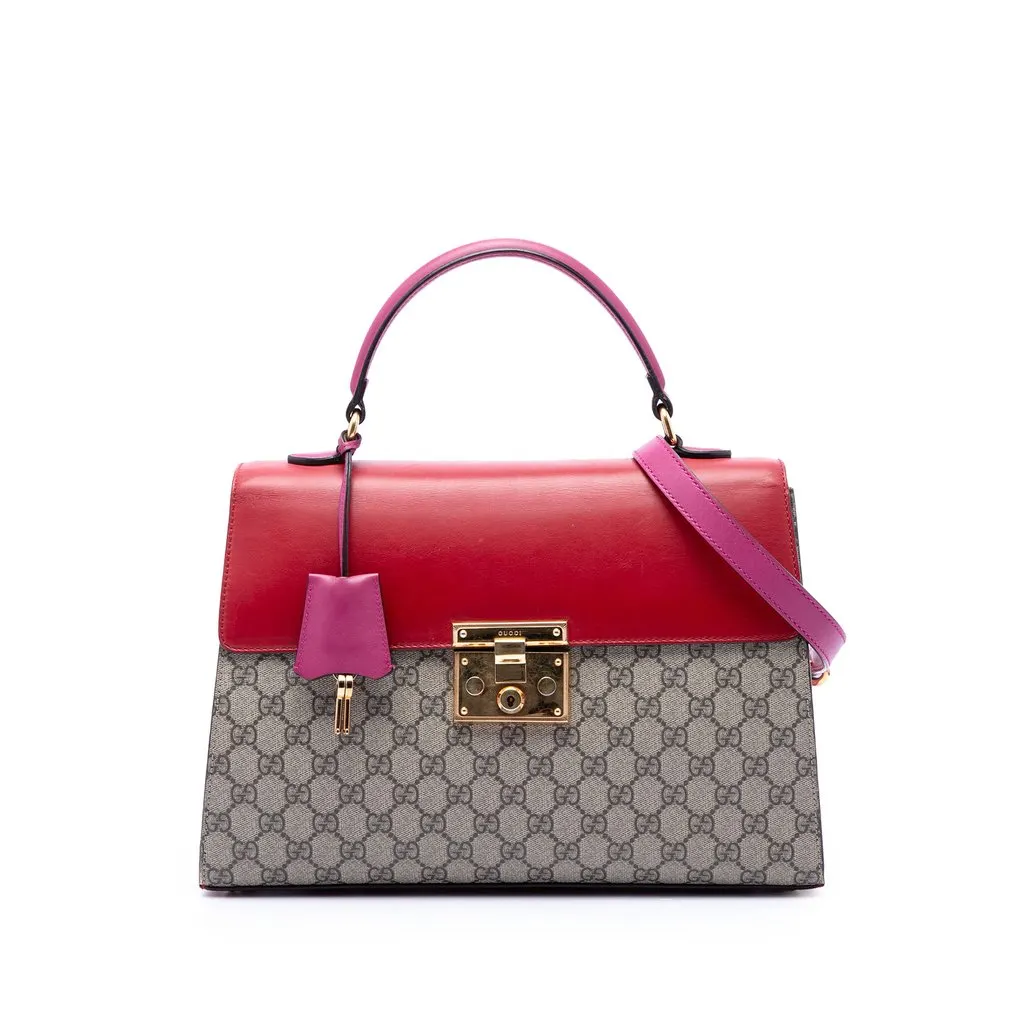 Gucci GG Supreme Padlock Top Handle Bag Beige Very good - Front View