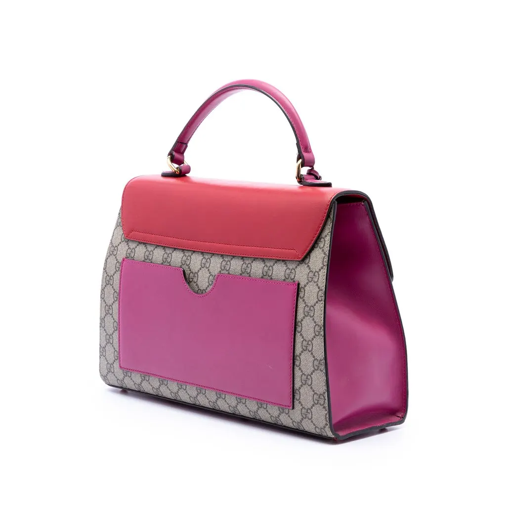 Gucci GG Supreme Padlock Top Handle Bag Beige Very good - Back View