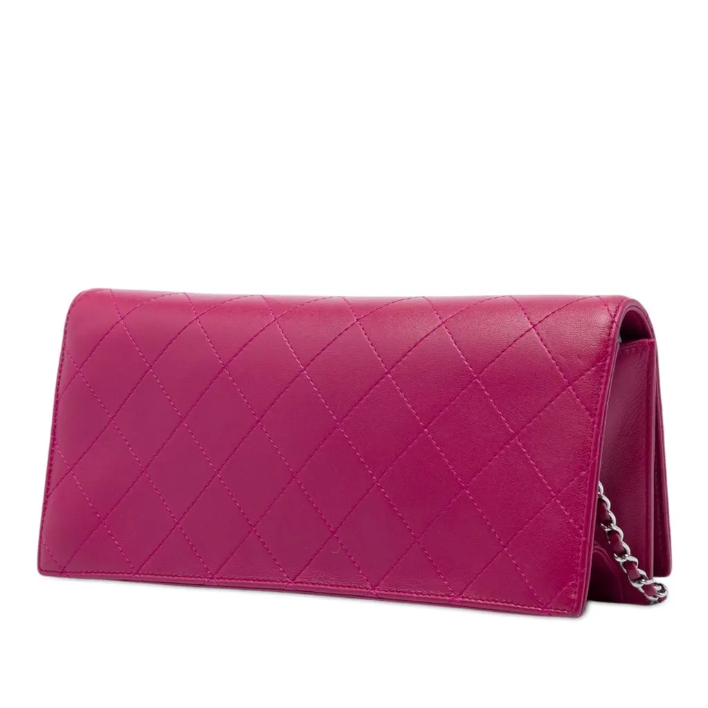 Chanel Quilted Lambskin 19 Clutch on Chain Pink Leather Very good - Back View