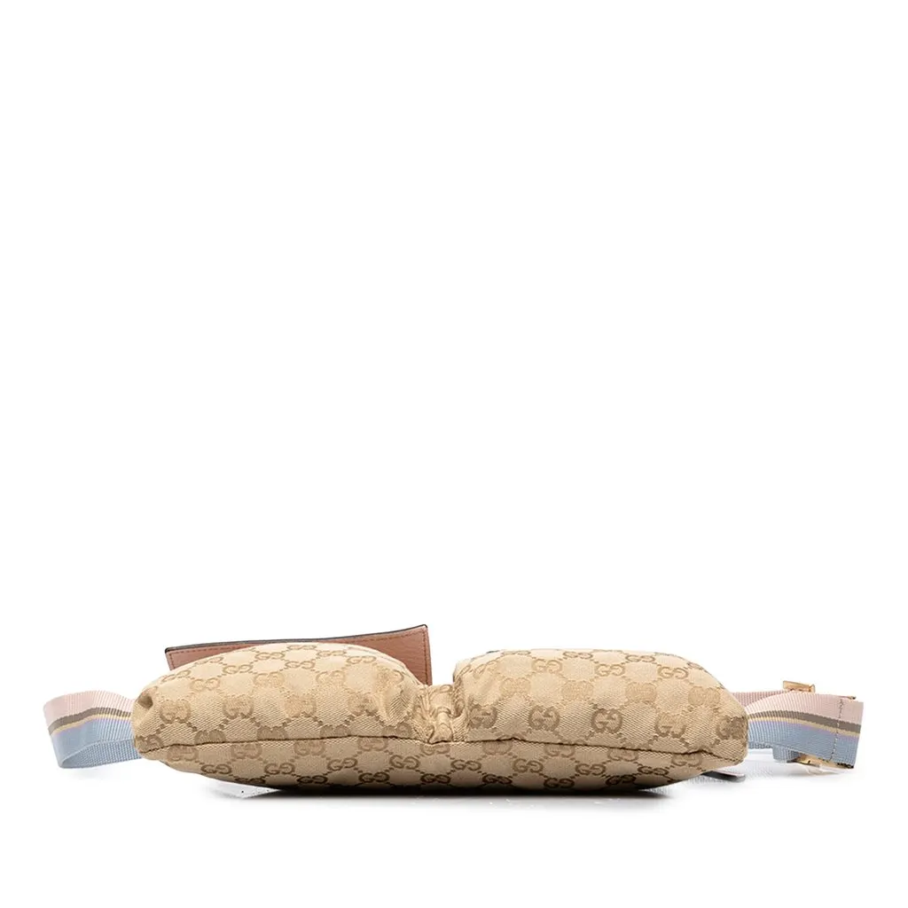 Gucci GG Canvas Web Double Pocket Belt Bag Beige Canvas Good - Inside View