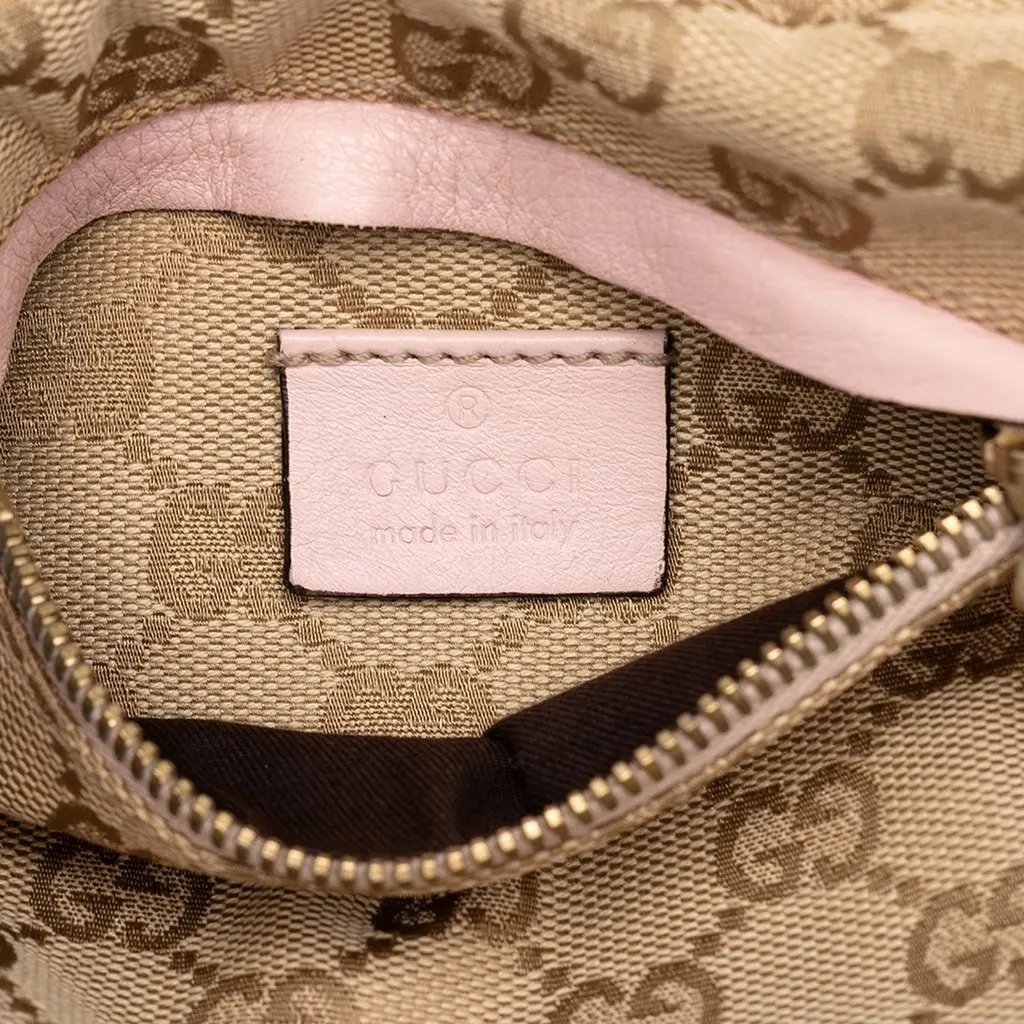 Gucci GG Canvas Web Double Pocket Belt Bag Beige Canvas Good - Box View