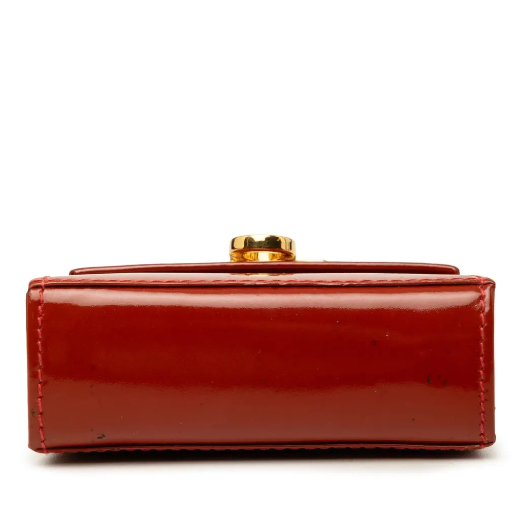 Salvatore Ferragamo Mini Patent Gancini Lock Chain Bag Brown Leather Good - Inside View