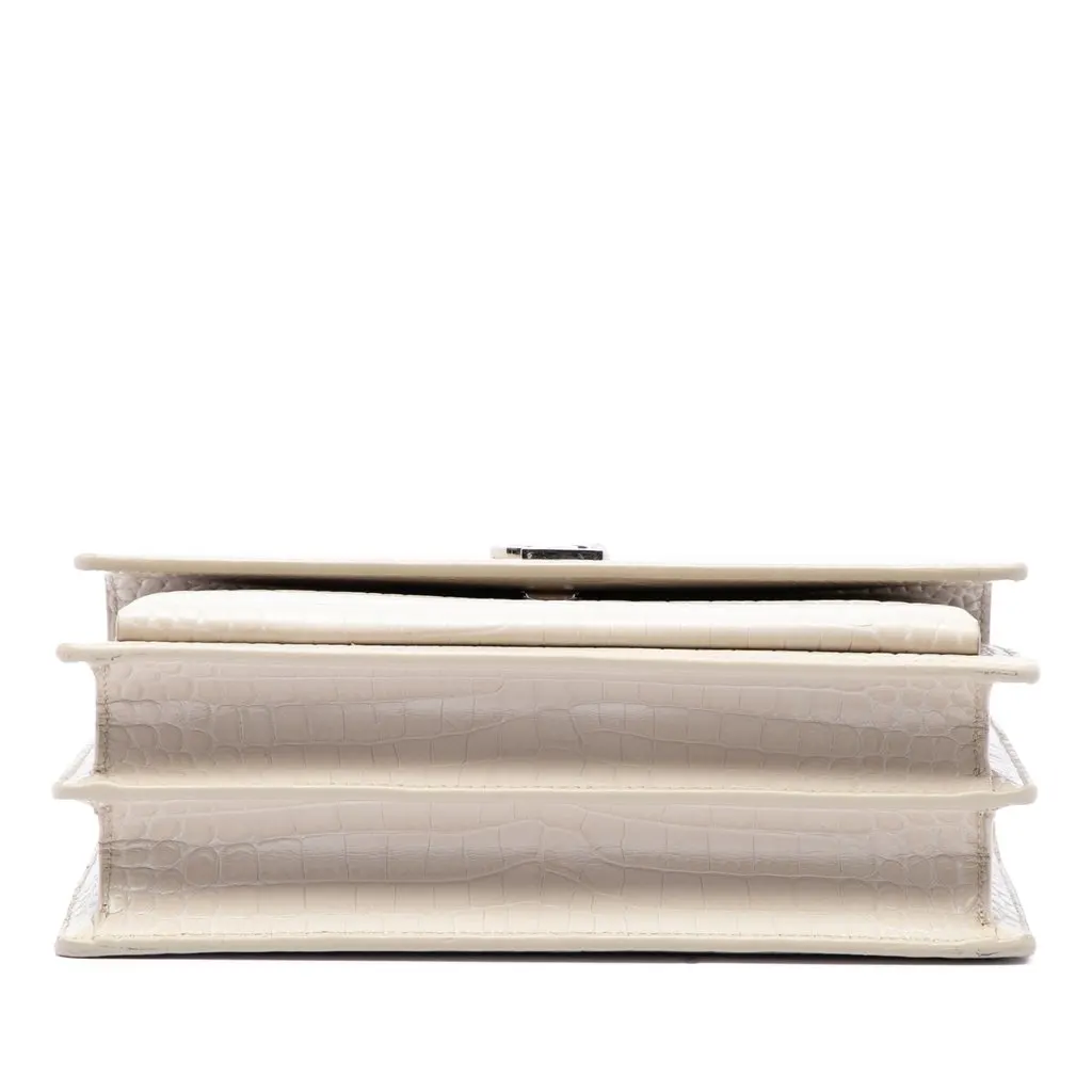 Saint Laurent Medium Croc Embossed Leather Monogram Sunset Crossbody White Leather Very good - Inside View