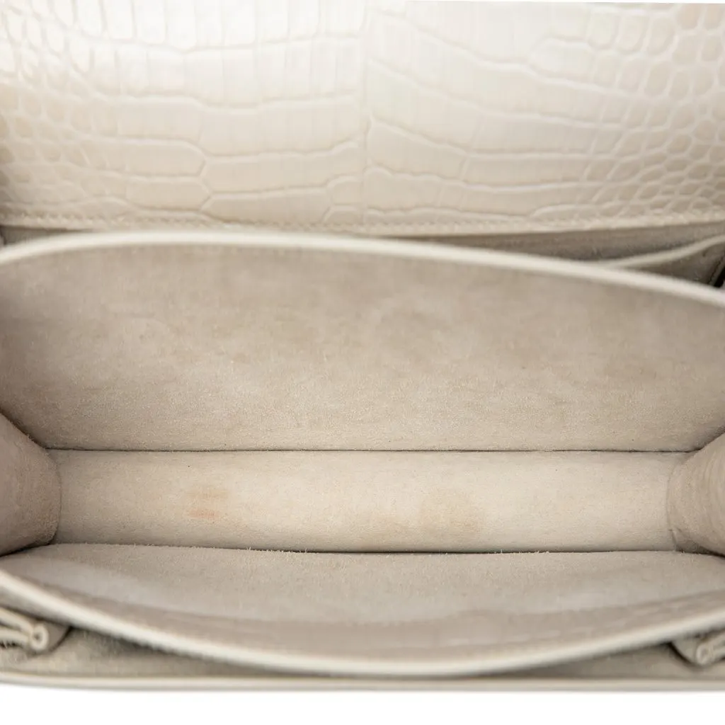 Saint Laurent Medium Croc Embossed Leather Monogram Sunset Crossbody White Leather Very good - Model View